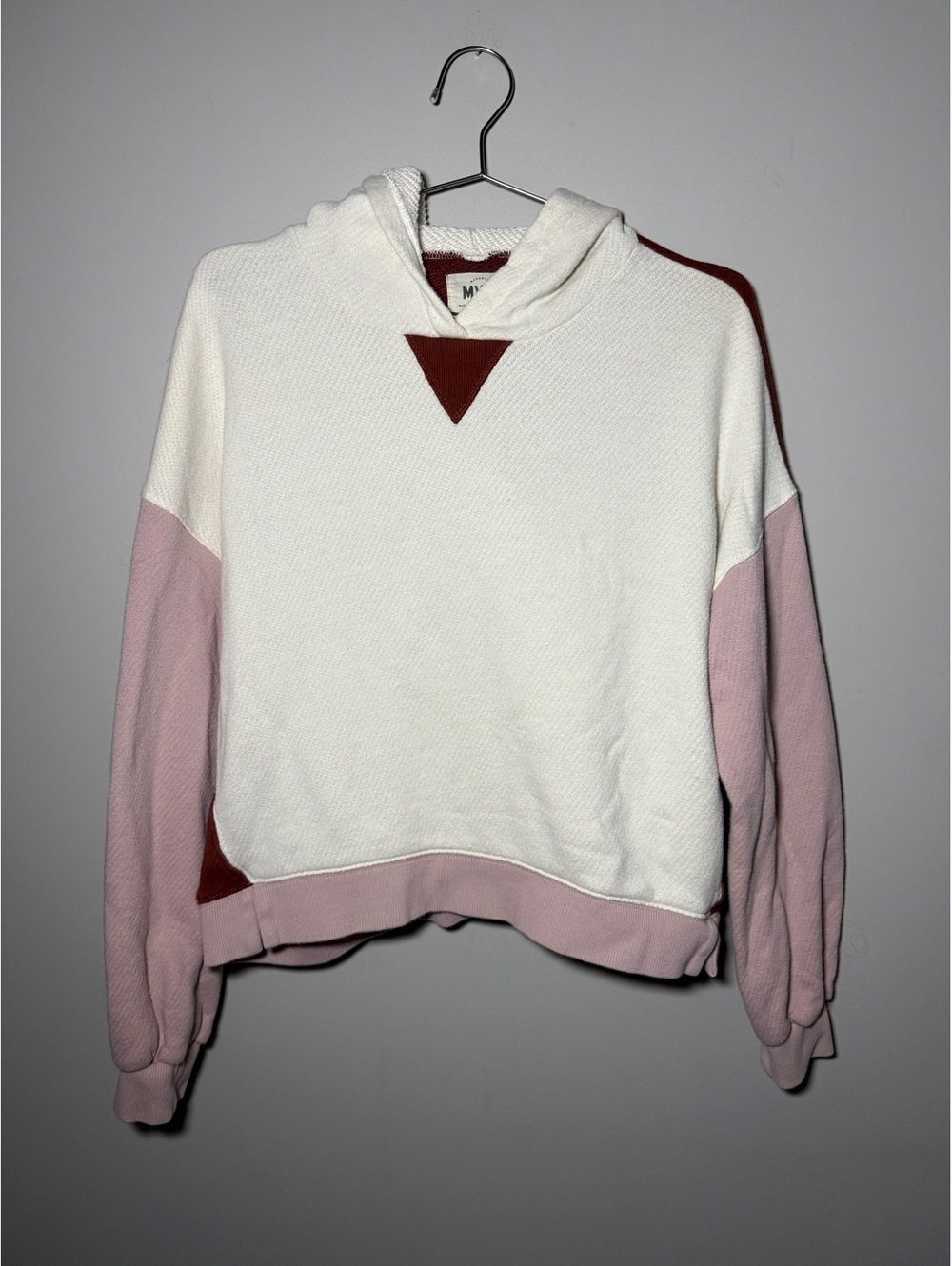 Madewell MWL Women's Airyterry Hoodie Sweatshirt Colorblock Pink White Size M